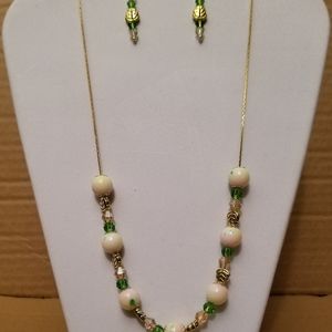 Homemade necklace set with earrings and bracelet